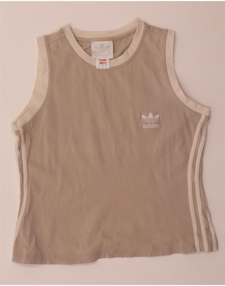 ADIDAS Womens Crop Vest Top UK 14 Large Grey