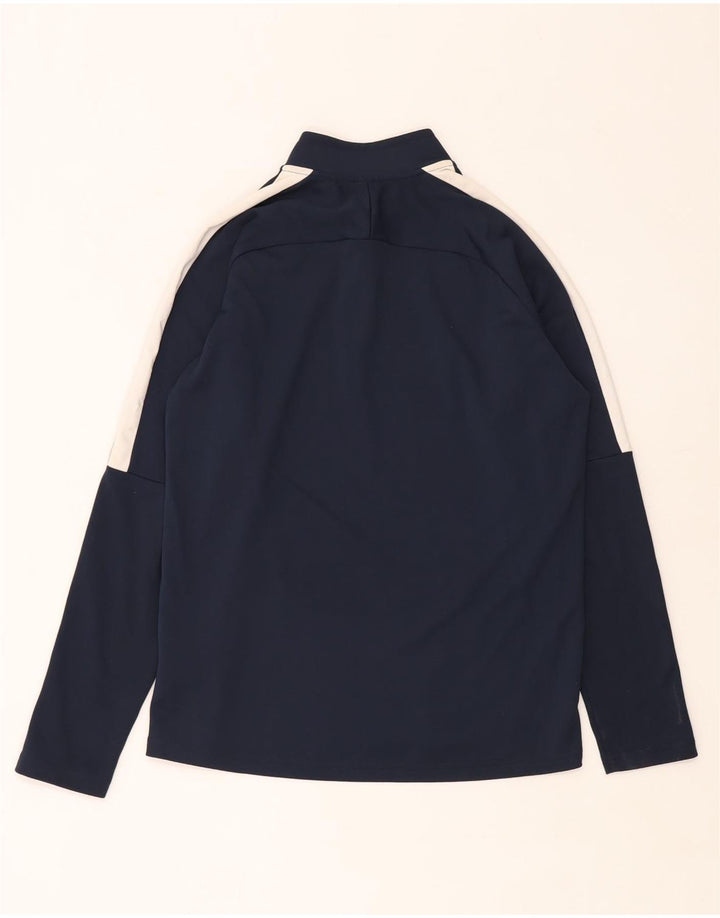 Nike Mens Dri Fit Zip Neck Top Long Sleeve Medium Navy Blue Colourblock