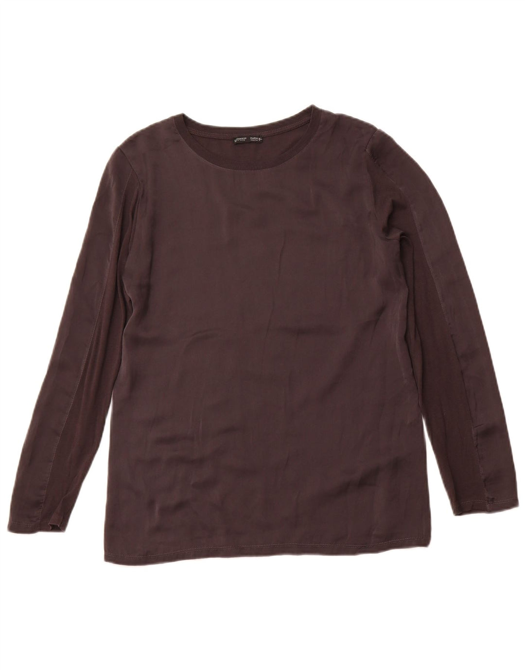ZARA Womens Top Long Sleeve UK 12 Medium Black Synthetic