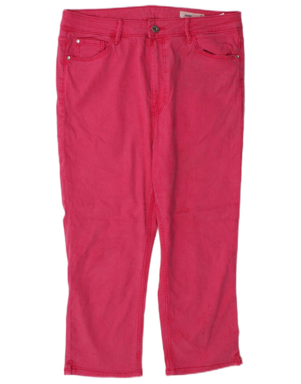 Marks & Spencer Womens Capri Skinny Jeans UK 16 Large W32 L21 Pink Lyocell