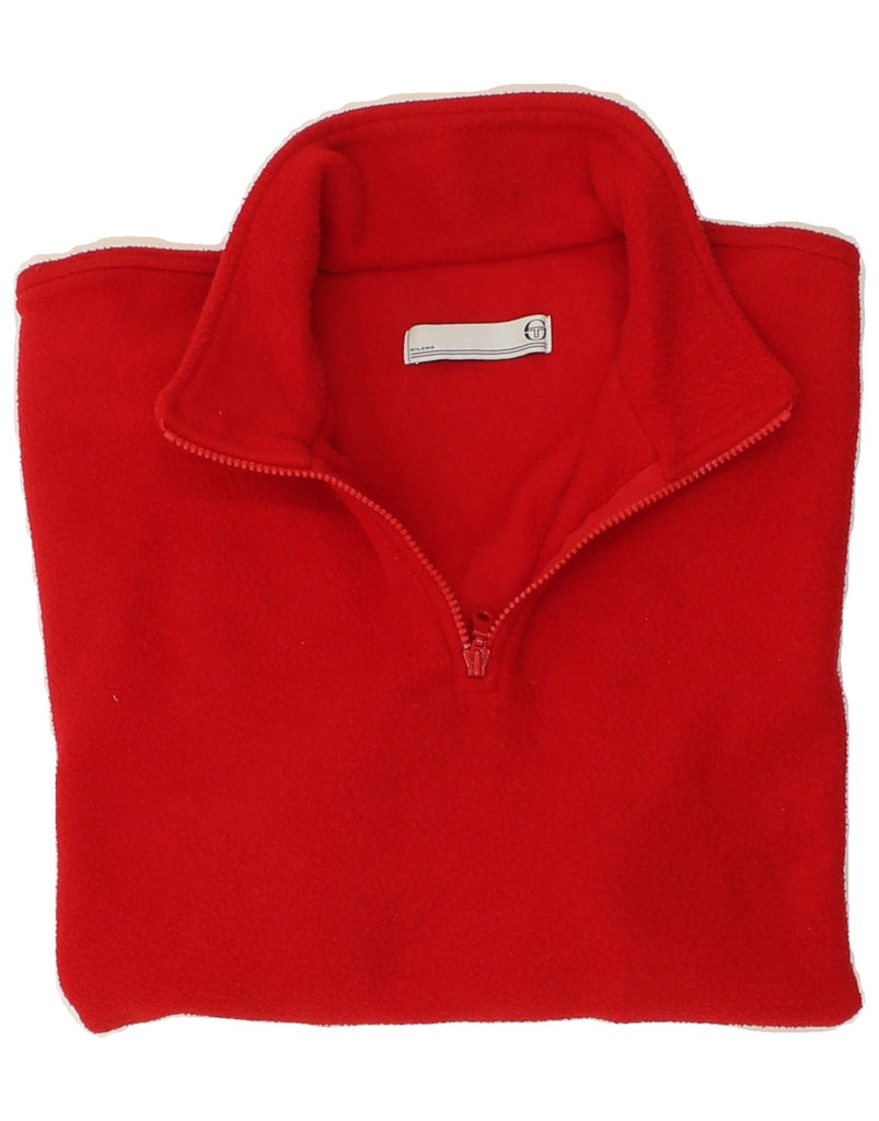 SERGIO TACCHINI Mens Zip Neck Fleece Jumper Large Red Vintage Sergio Tacchini and Second-Hand Sergio Tacchini from Messina Hembry 