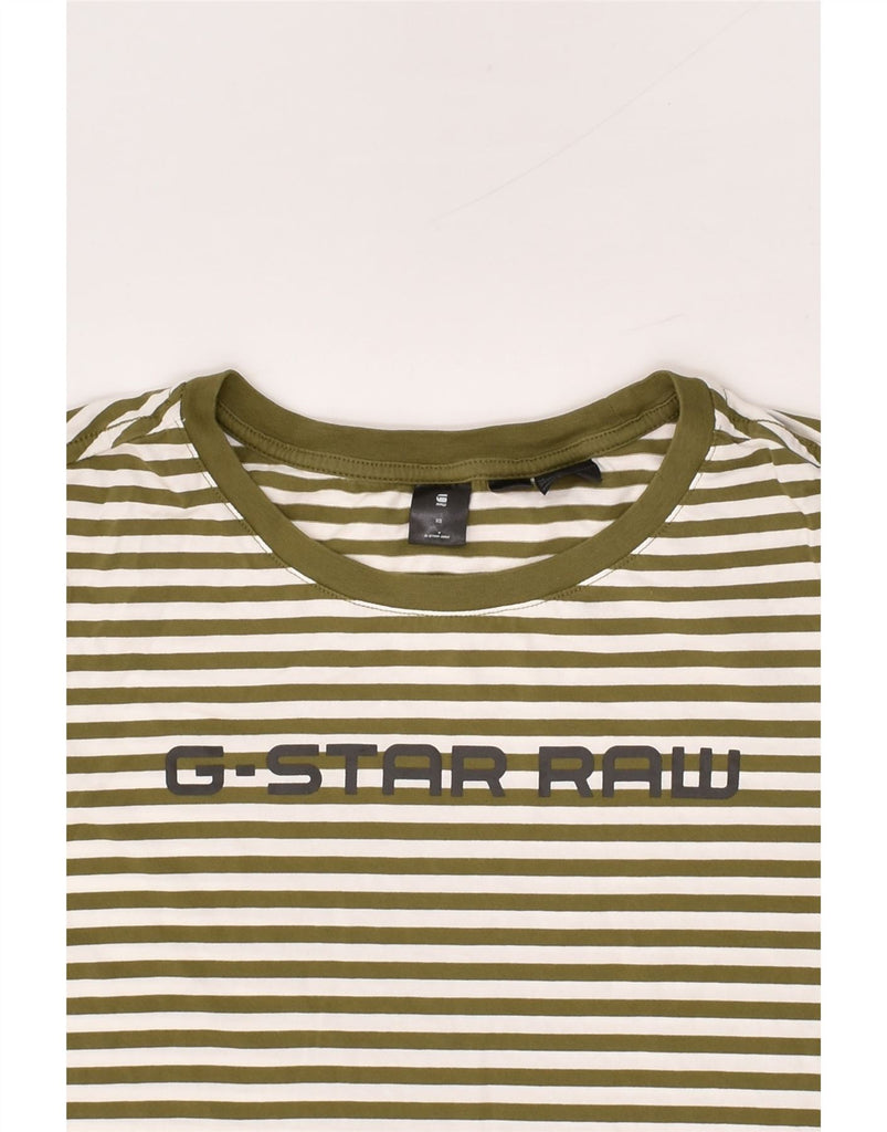 G-STAR Mens Graphic T-Shirt Top XS Khaki Striped Cotton | Vintage G-Star | Thrift | Second-Hand G-Star | Used Clothing | Messina Hembry 