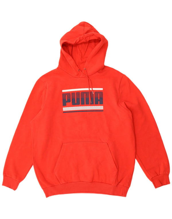 Puma Mens Graphic Hoodie Jumper Large Red Cotton