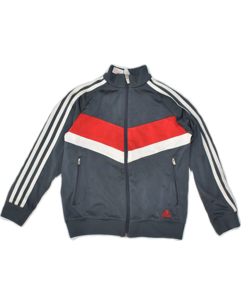 ADIDAS Boys Tracksuit Top Jacket 7-8 Years Grey Colourblock Polyester | Vintage Adidas | Thrift | Second-Hand Adidas | Used Clothing | Messina Hembry 