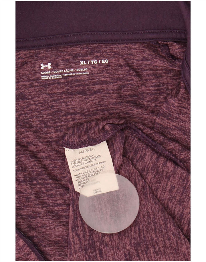 Under Armour Womens Zip Neck Pullover Tracksuit Top UK 18 XL Purple Flecked