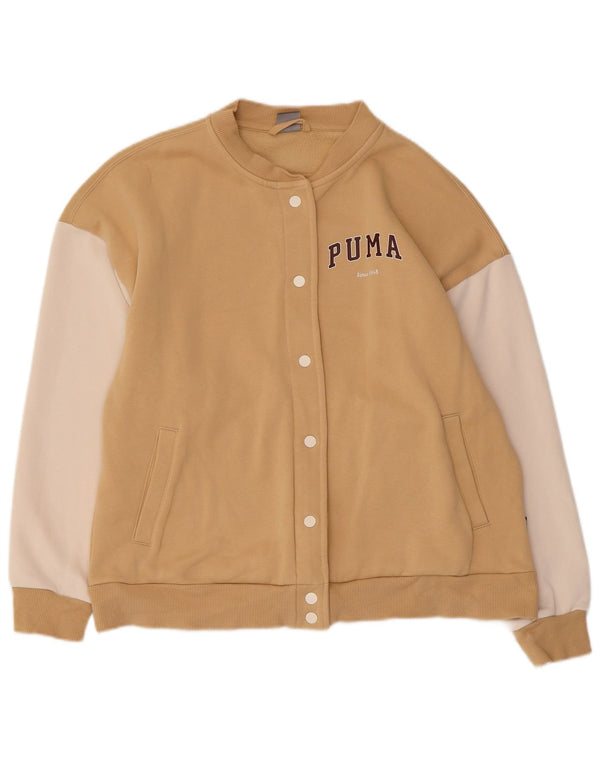 Puma Womens Tracksuit Top Jacket UK 14 Medium Beige Colourblock Cotton