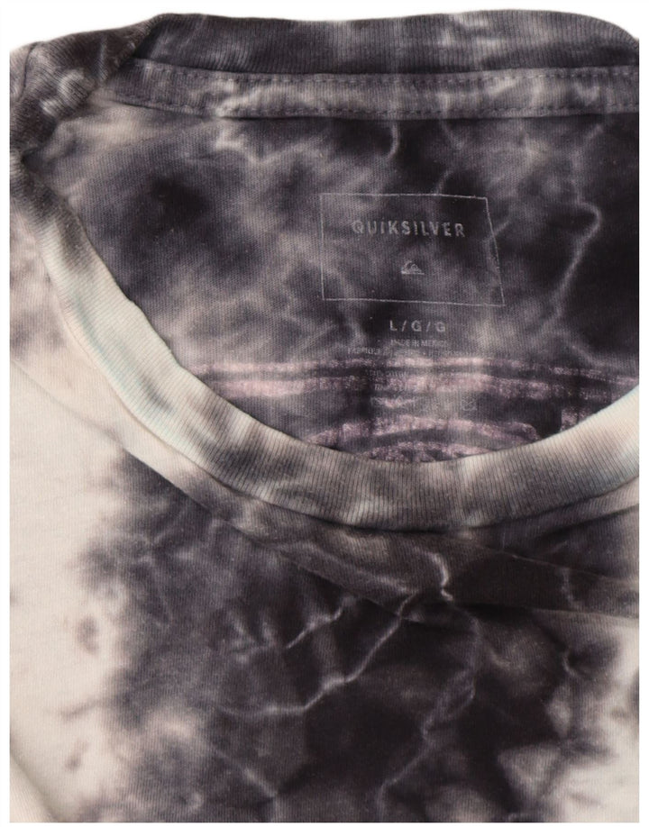 Quiksilver Womens Graphic T-Shirt Top UK 16 Large Navy Blue Tie Dye