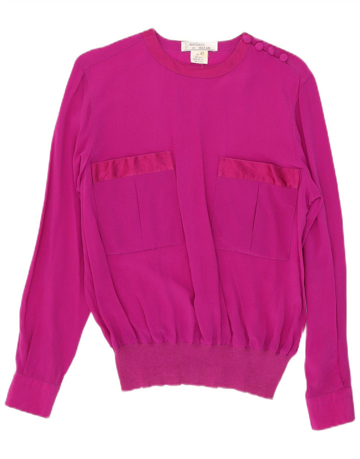Mizar Womens Long Sleeve Blouse Top IT 42 Medium Pink Silk