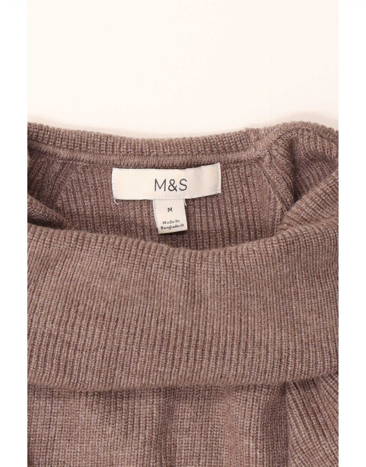 Marks & Spencer Womens Roll Neck Jumper Sweater UK 14 Medium Brown Viscose