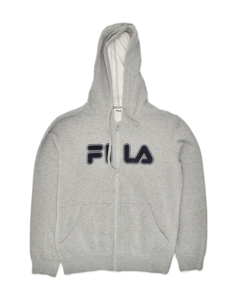 FILA Mens Graphic Zip Hoodie Sweater Small Grey Cotton | Vintage Fila | Thrift | Second-Hand Fila | Used Clothing | Messina Hembry 