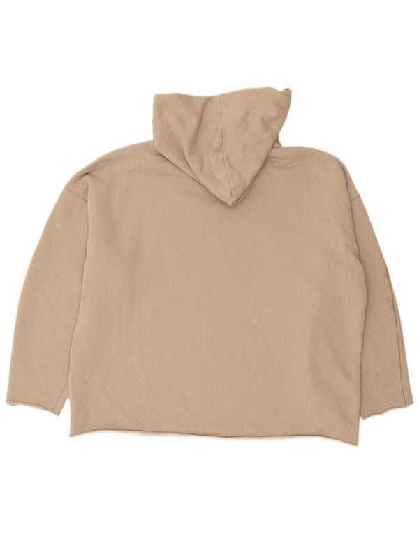 Zara Womens Oversized Hoodie Jumper UK 10 Small Beige Cotton