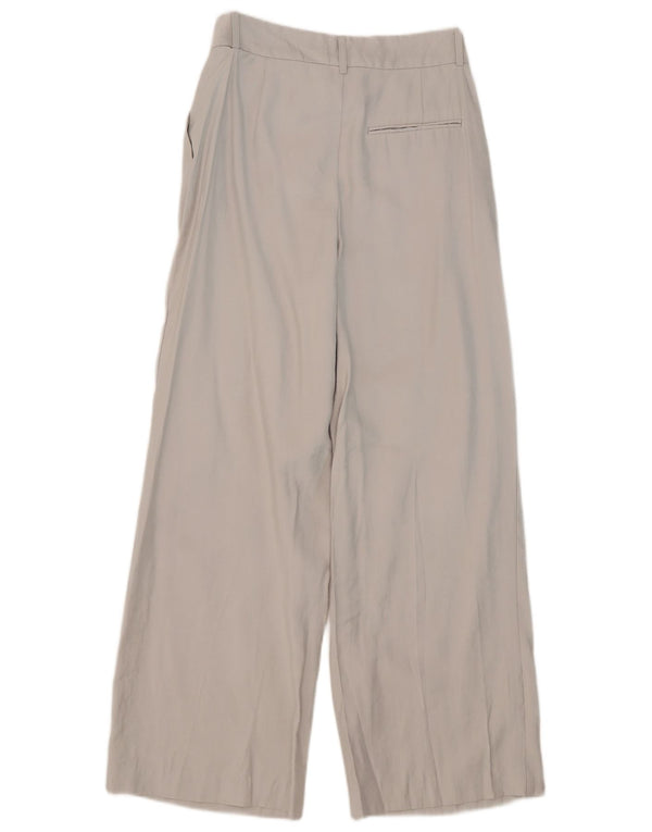 Zara Womens Wide Leg Chino Trousers Small W26 L30 Grey Modal