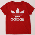 ADIDAS Boys Graphic T-Shirt Top 9-10 Years Red Vintage Adidas and Second-Hand Adidas from Messina Hembry 