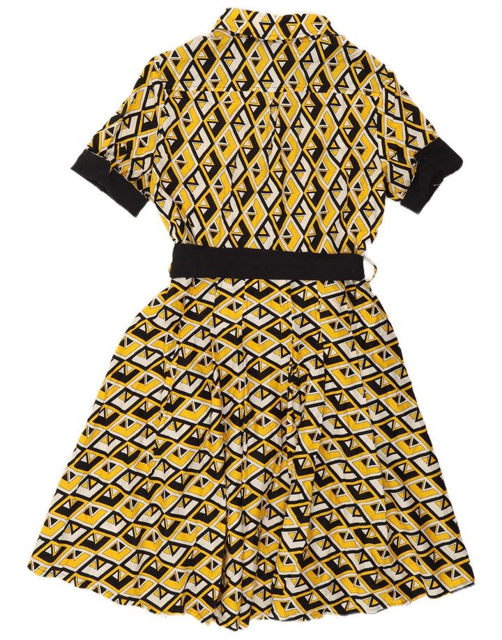 Luisa Spagnoli Womens A-Line Dress IT 46 Large Yellow Geometric
