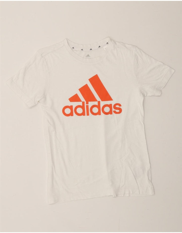 ADIDAS Boys Graphic T-Shirt Top 11-12 Years White Vintage Adidas and Second-Hand Adidas from Messina Hembry 