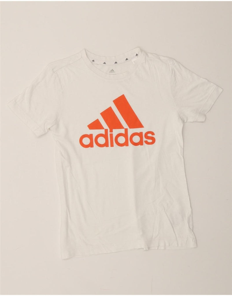 ADIDAS Boys Graphic T-Shirt Top 11-12 Years White Vintage Adidas and Second-Hand Adidas from Messina Hembry 