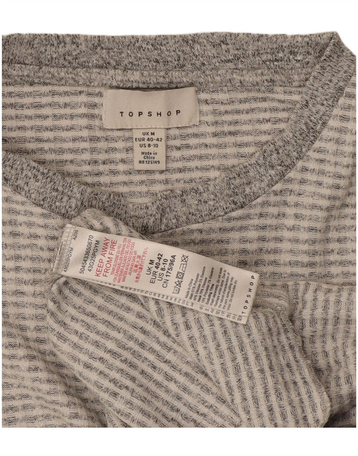 Topshop Womens Crop Top Long Sleeve UK 14 Medium Grey Polyester