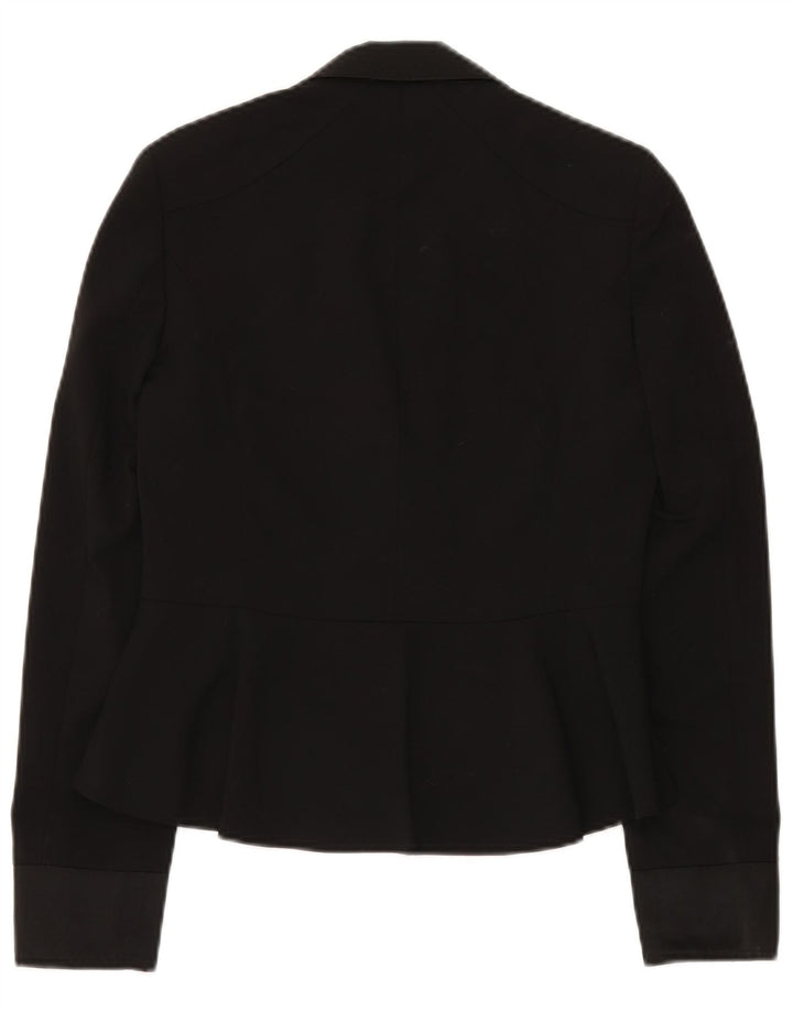 MOSCHINO Womens 1 Button Blazer Jacket UK 8 Small Black Virgin Wool