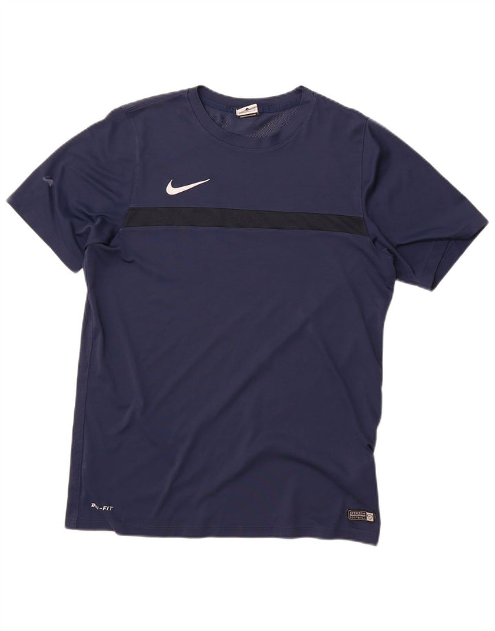 Nike Mens Dri Fit T-Shirt Top Large Navy Blue Polyester