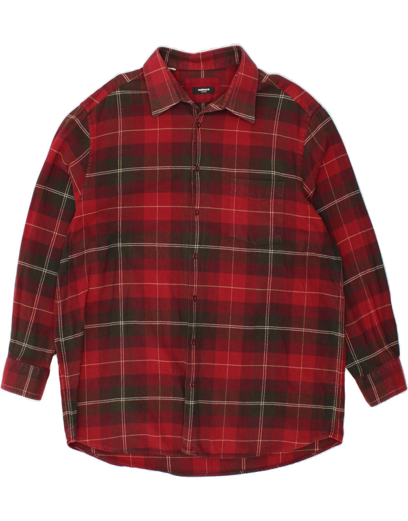 WALBUSCH Mens Flannel Shirt Size 45/46 2XL Red Check Cotton | Vintage Walbusch | Thrift | Second-Hand Walbusch | Used Clothing | Messina Hembry 