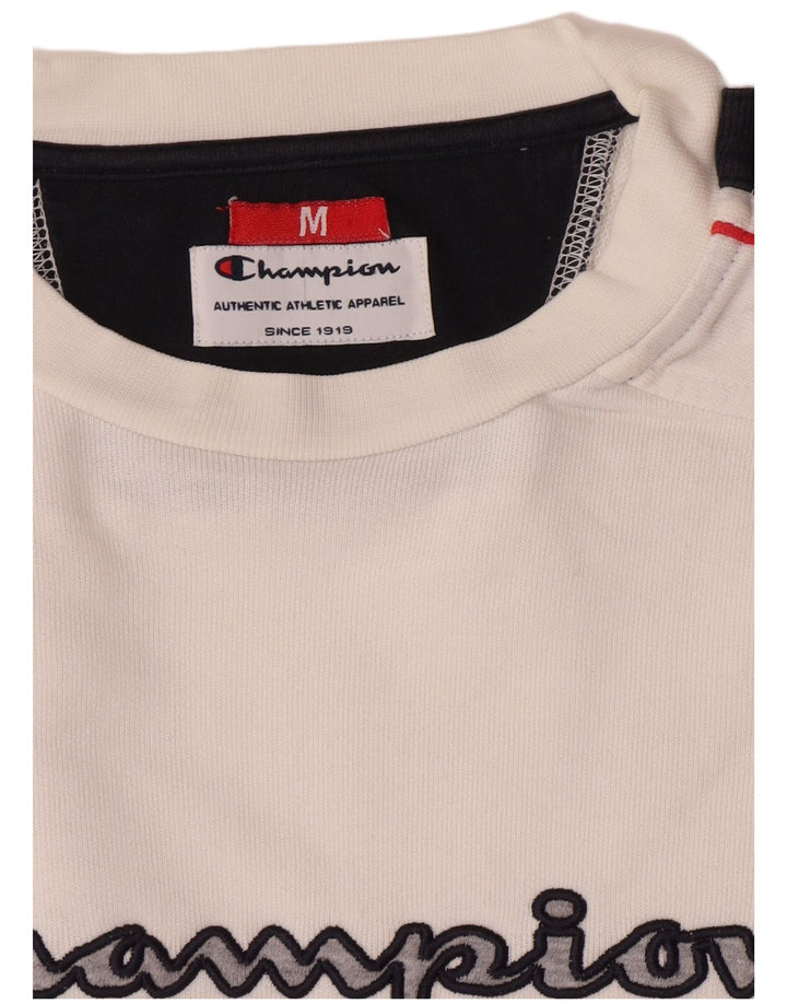 Champion Mens Graphic Sweatshirt Jumper Medium White Colourblock