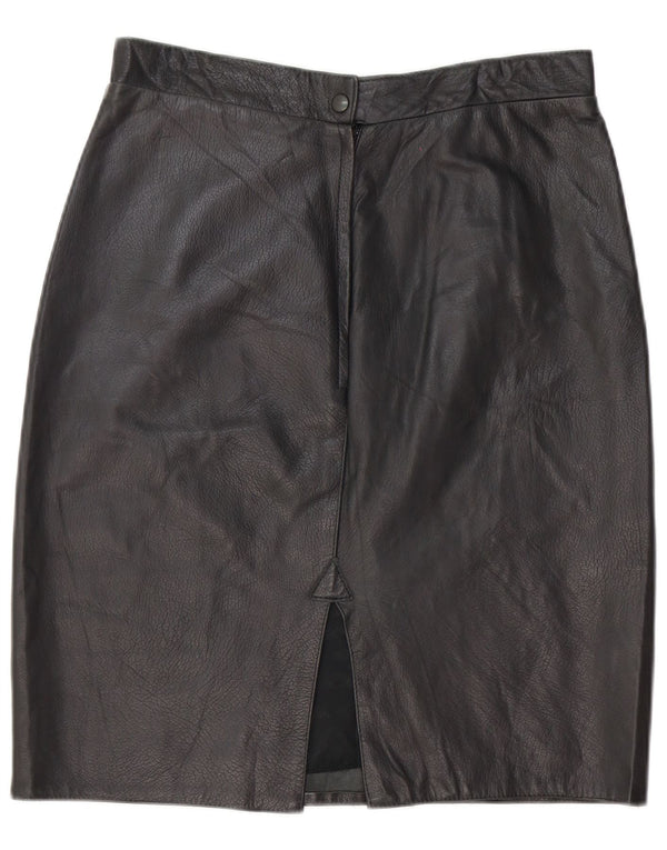 Vintage Womens High Waist Leather Skirt Large W30 Black