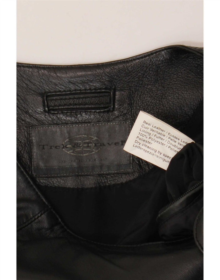 Vintage Mens Leather Gilet UK 38 Medium Black