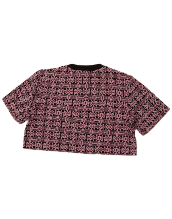 ADIDAS Womens Oversized Crop Graphic T-Shirt Top UK 6 XS Purple Cotton