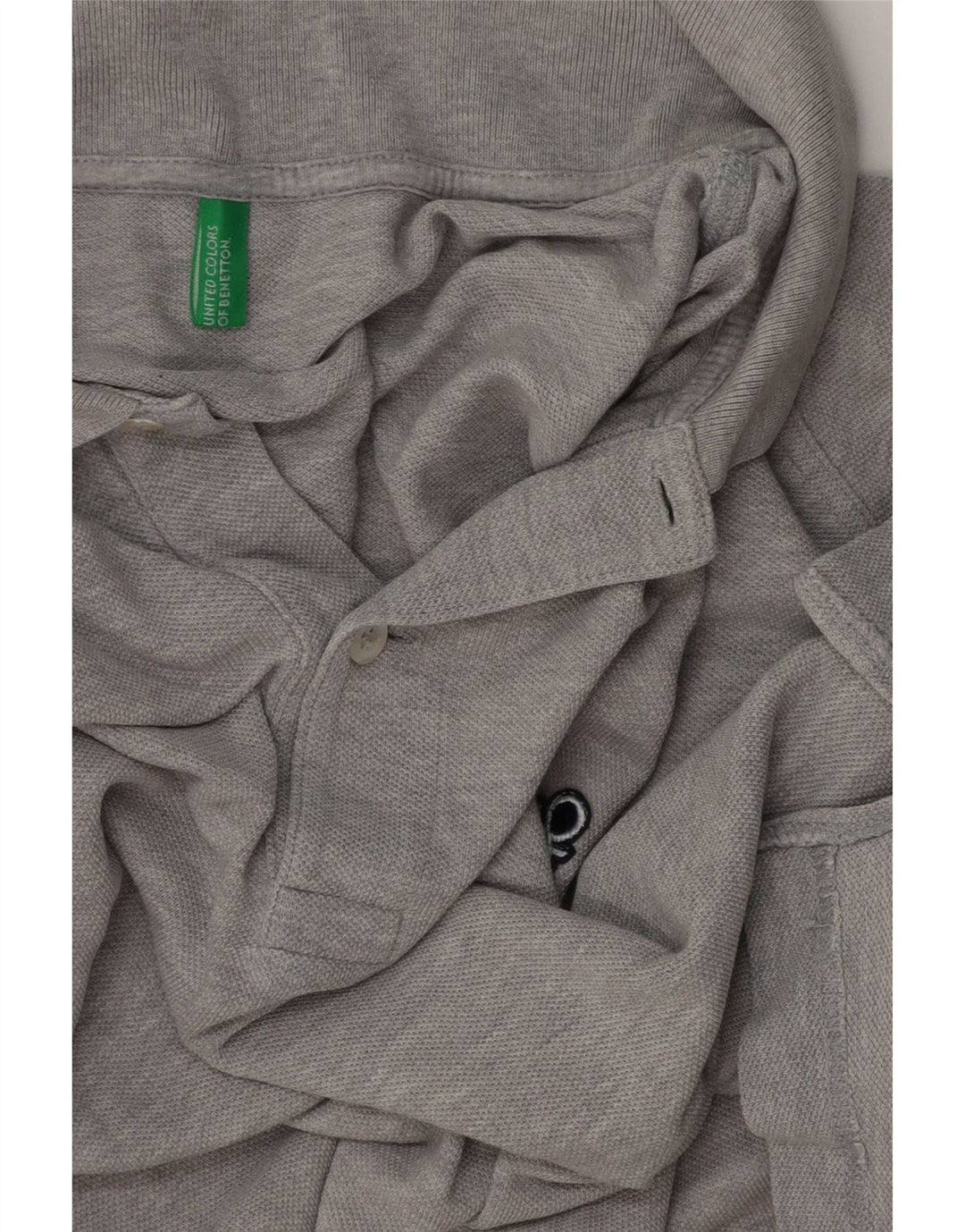 Benetton Mens Polo Shirt Medium Grey Flecked