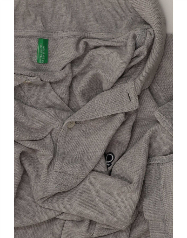 Benetton Mens Polo Shirt Medium Grey Flecked