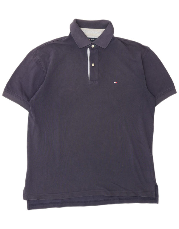TOMMY HILFIGER Mens Polo Shirt Medium Navy Blue Cotton