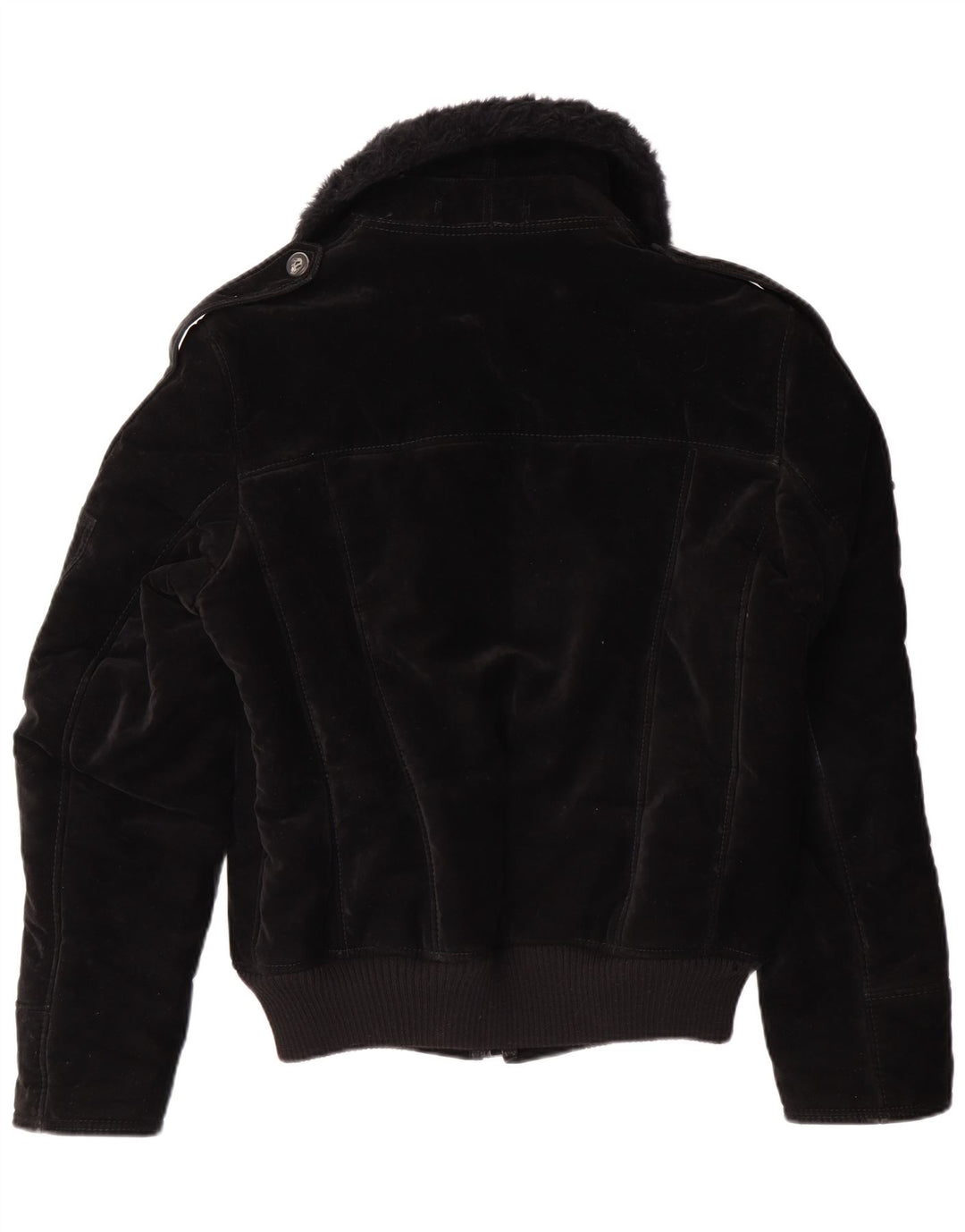 VINTAGE Womens Sherpa Jacket UK 12 Medium  Black Viscose