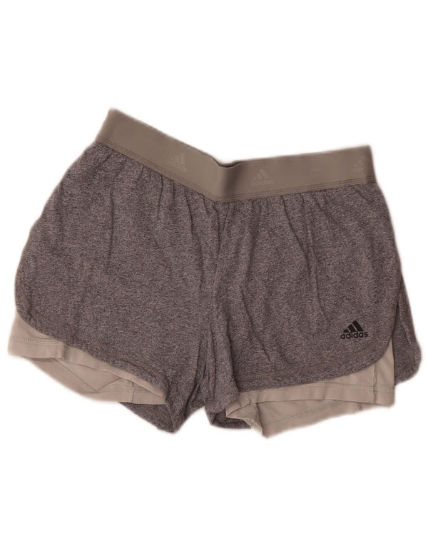 Adidas Womens Climalite Graphic Sport Shorts UK 8/10 Small Grey