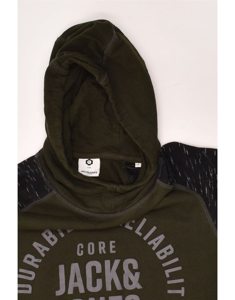 JACK & JONES Mens Graphic Hoodie Jumper Small Khaki Colourblock Cotton | Vintage Jack & Jones | Thrift | Second-Hand Jack & Jones | Used Clothing | Messina Hembry 