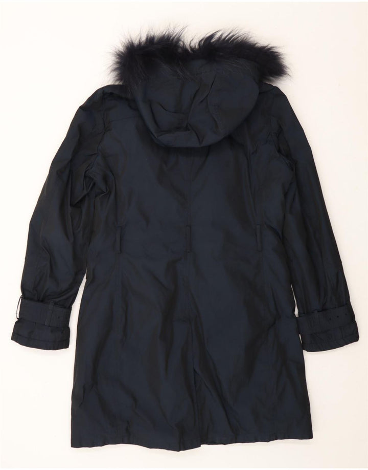 HERNO Womens Hooded Windbreaker Coat IT 48 XL Navy Blue Vintage Herno and Second-Hand Herno from Messina Hembry 