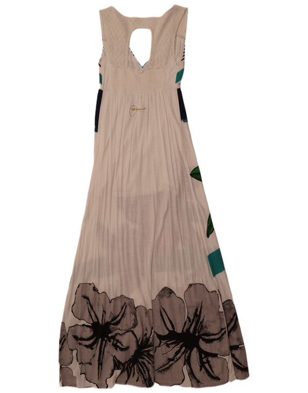 Desigual Womens Sleeveless Maxi Dress UK 8 Small Off White Floral Viscose