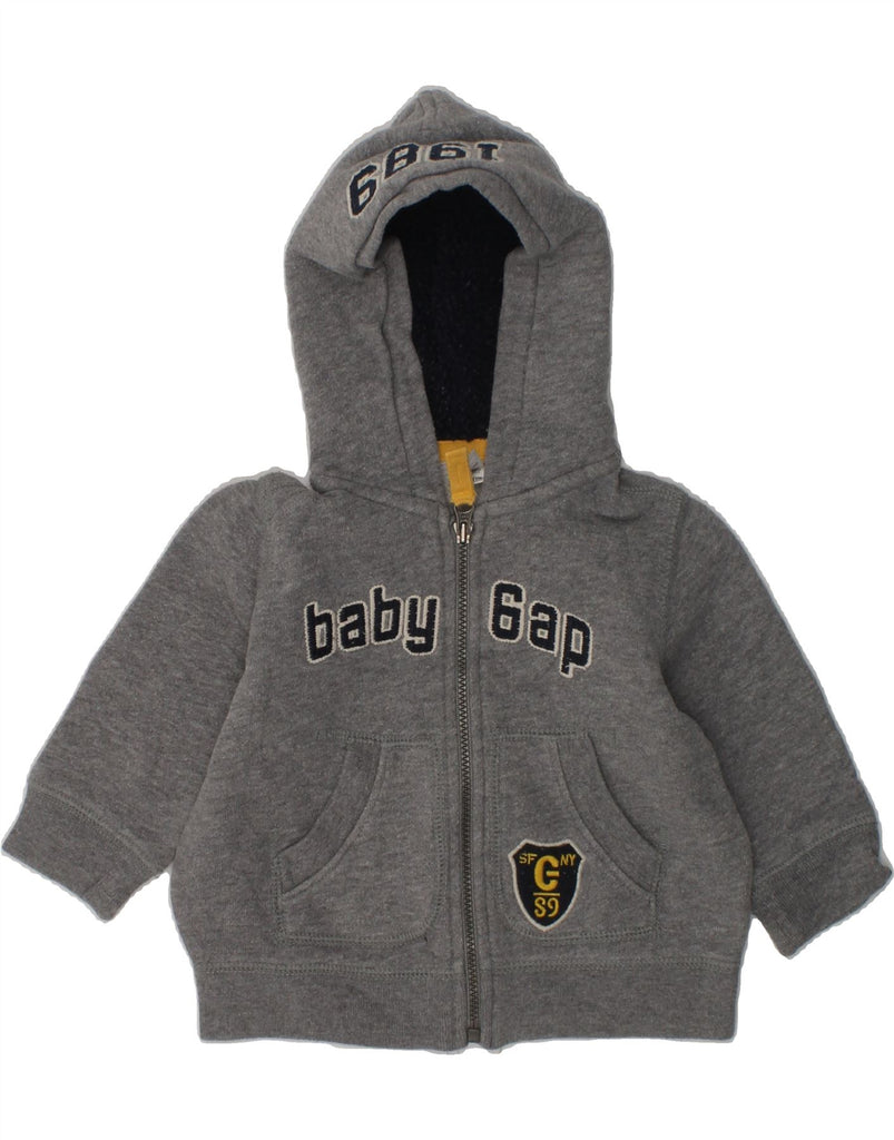 GAP Baby Boys Graphic Zip Hoodie Sweater 6-9 Months Grey Cotton | Vintage Gap | Thrift | Second-Hand Gap | Used Clothing | Messina Hembry 