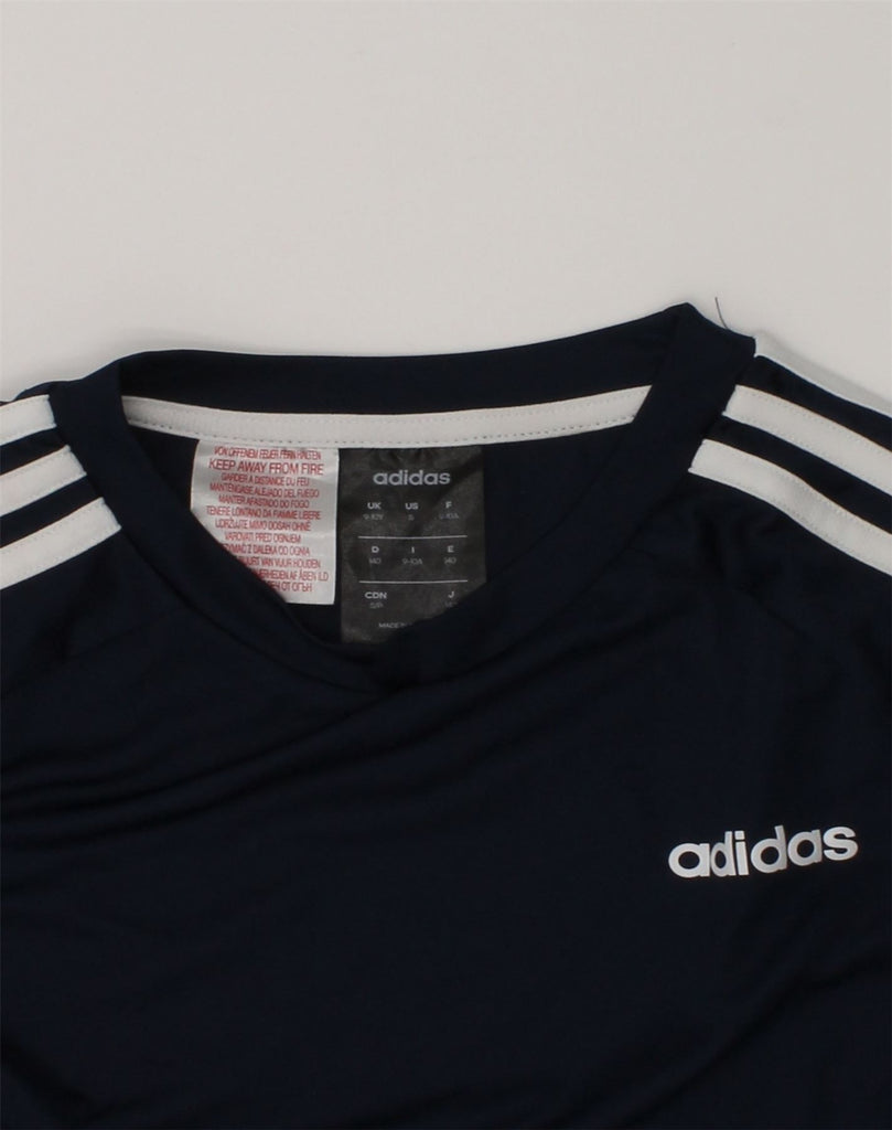 ADIDAS Boys T-Shirt Top 9-10 Years Navy Blue Polyester | Vintage Adidas | Thrift | Second-Hand Adidas | Used Clothing | Messina Hembry 