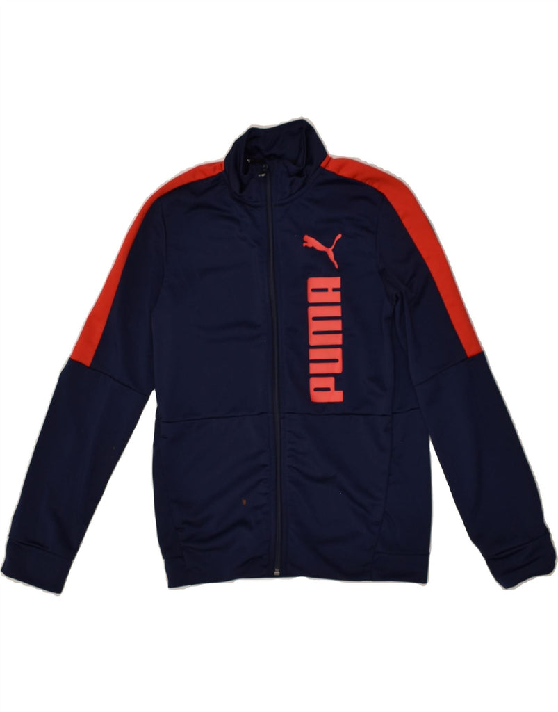 PUMA Boys Graphic Tracksuit Top Jacket 11-12 Years Navy Blue Polyester | Vintage Puma | Thrift | Second-Hand Puma | Used Clothing | Messina Hembry 