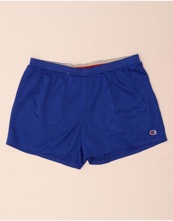 CHAMPION Womens Sport Shorts UK 16 Large Blue Polyester