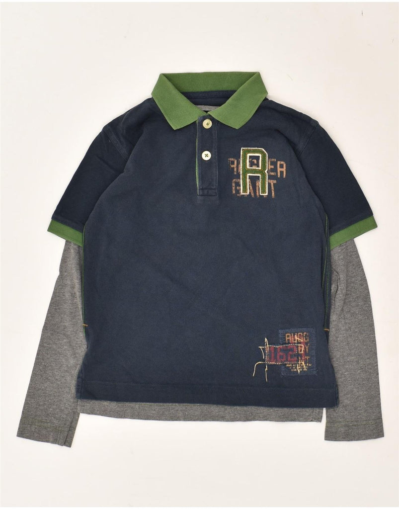 GANT Boys Rugger Graphic Long Sleeve Polo Shirt 6-7 Years Small Navy Blue | Vintage Gant | Thrift | Second-Hand Gant | Used Clothing | Messina Hembry 