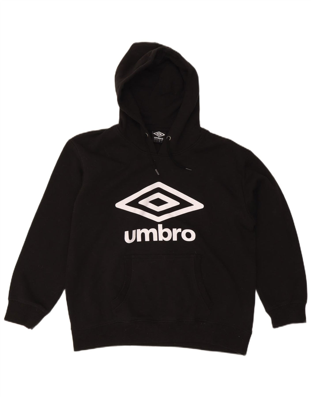 UMBRO Mens Graphic Hoodie Jumper Large Black Cotton