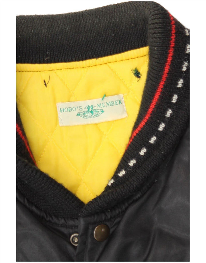 Vintage Mens Padded Bomber Jacket UK 40 Large Black Polyamide