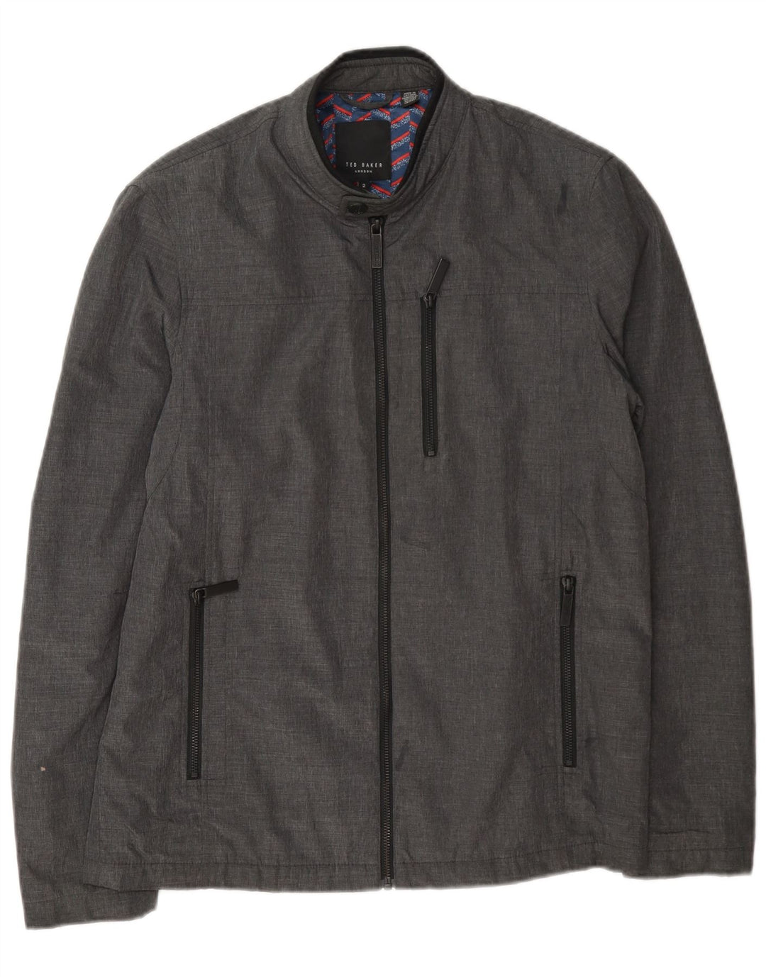 Ted Baker Mens Bomber Jacket Size 2 Small Grey Polyamide