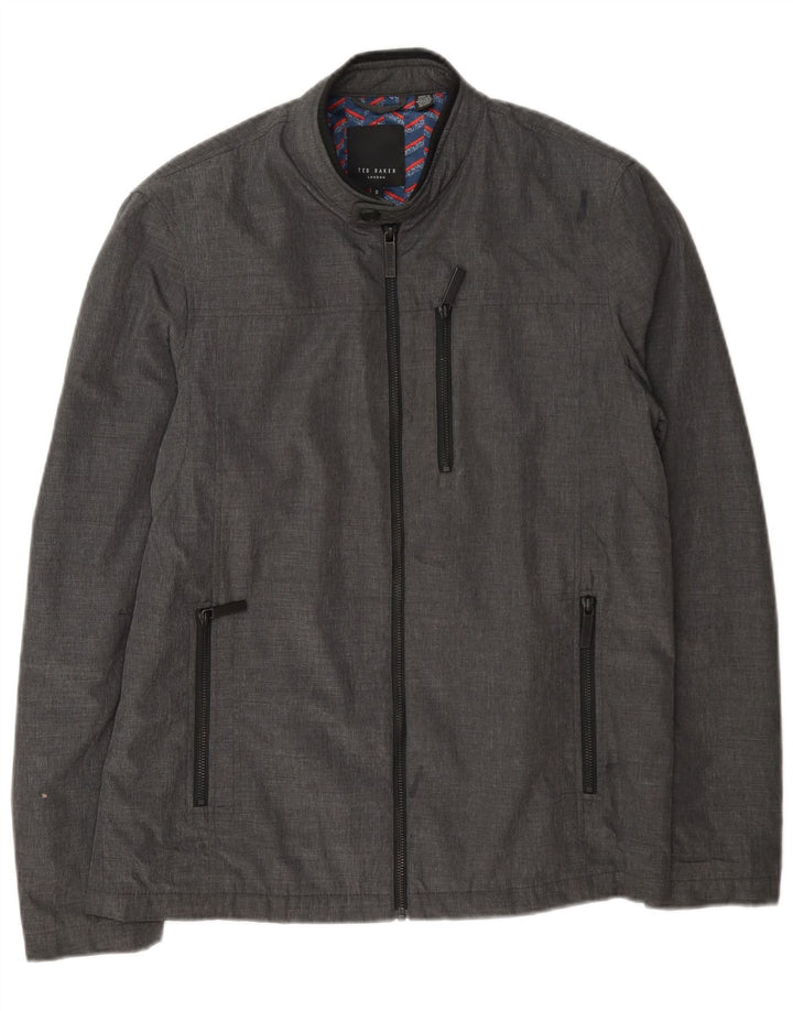 Ted Baker Mens Bomber Jacket Size 2 Small Grey Polyamide