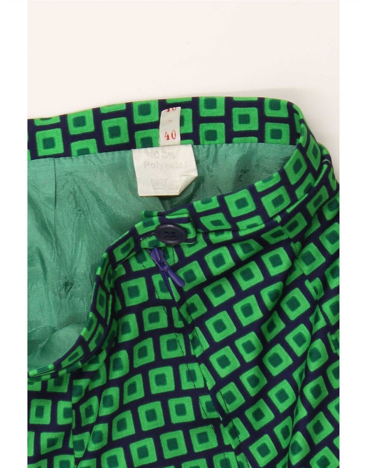 Vintage Womens A-Line Skirt EU 40 Medium W28 Green Geometric Polyester