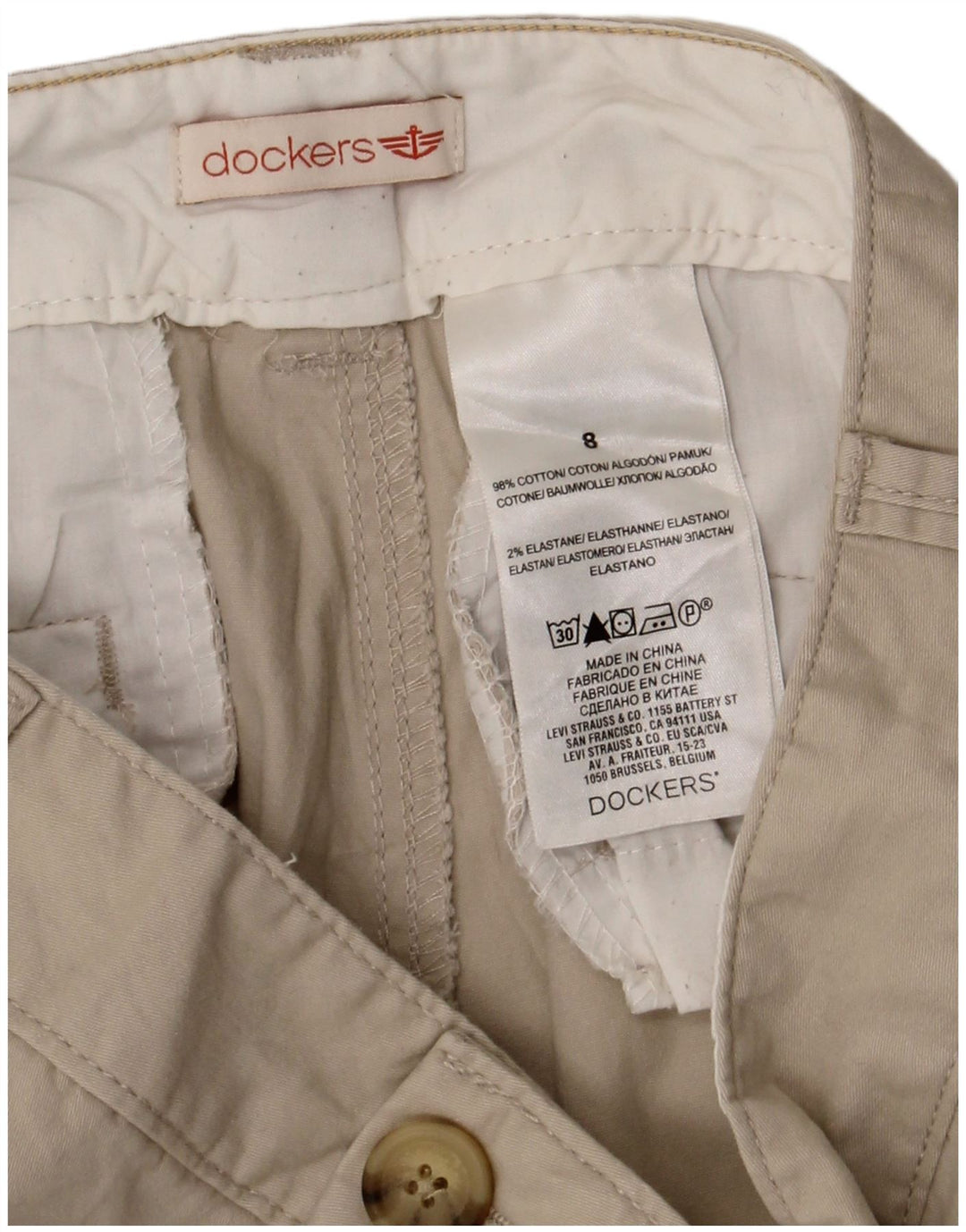 Dockers Womens Chino Shorts US 8 Medium W30 Beige Cotton