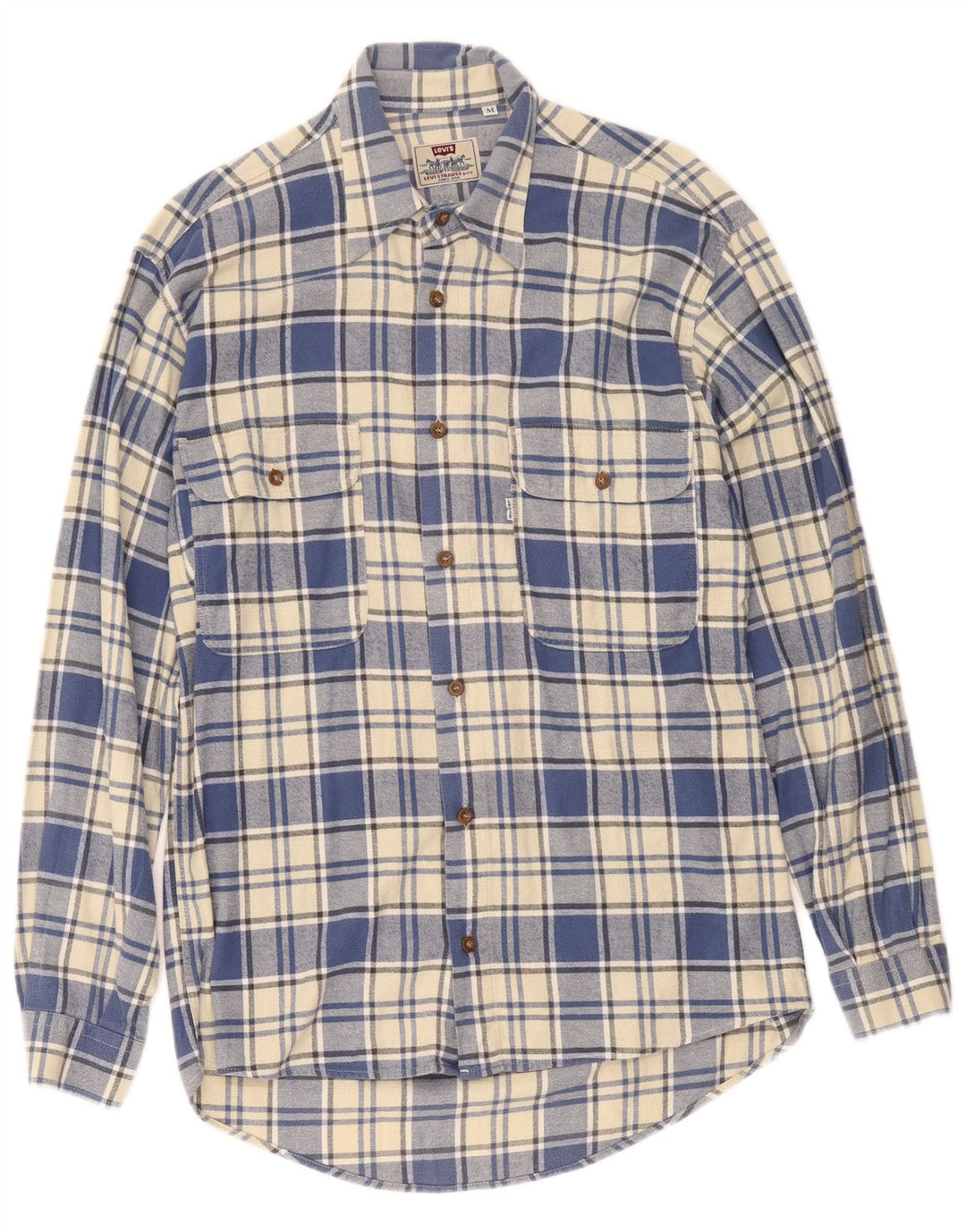 Levi's Mens Flannel Shirt Medium Blue Plaid