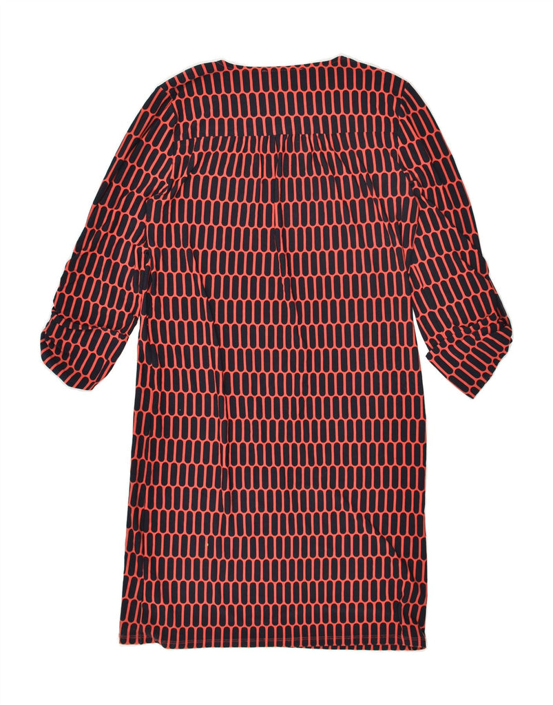 MICHAEL KORS Womens 3/4 Sleeve Shift Dress UK 14 Medium Red Geometric | Vintage Michael Kors | Thrift | Second-Hand Michael Kors | Used Clothing | Messina Hembry 