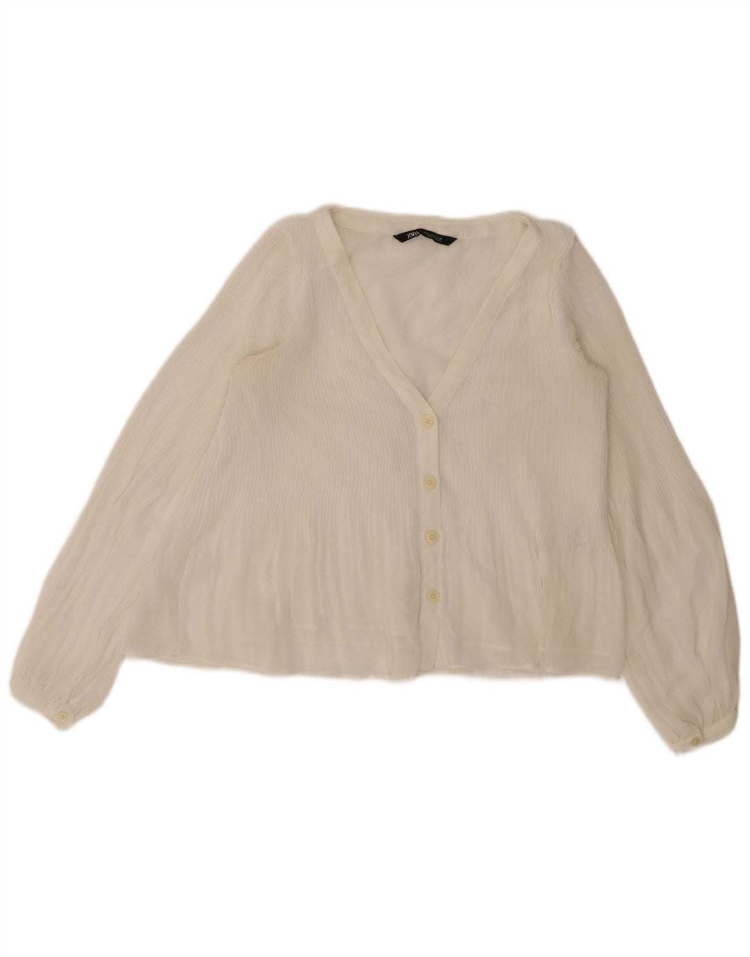 Zara Womens Shirt Blouse UK 10 Small White Polyester